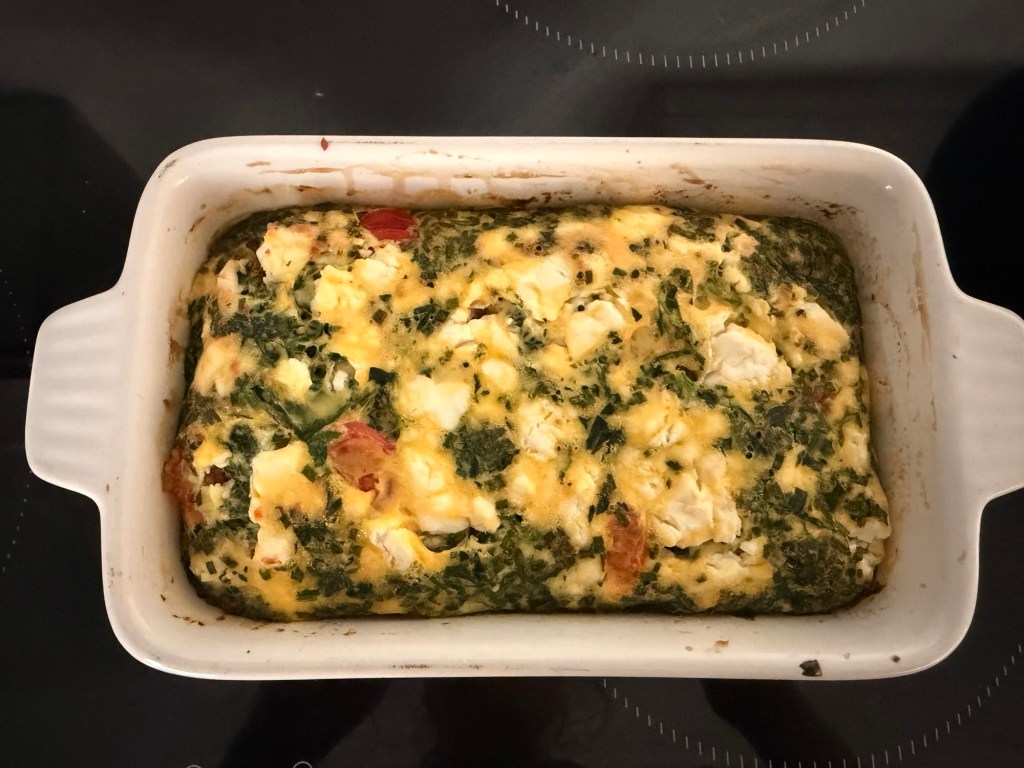 Crustless Spinach, Feta and Cherry Tomato Quiche